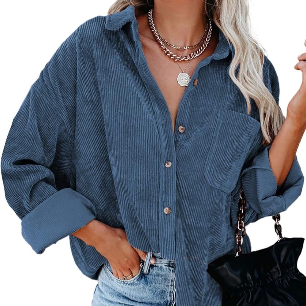 AE Oversized Corduroy Button Up Shacket